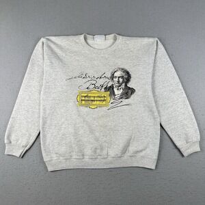 Vintage Ludwig Van Beethoven Sweatshirt Men's Large Gray‎ Crew Neck Classical